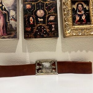 Vintage Turtle Buckle & Suede Belt‎